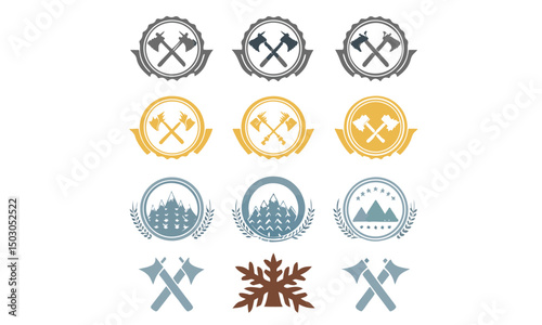 Premium and luxury golden retro badges and labels collection