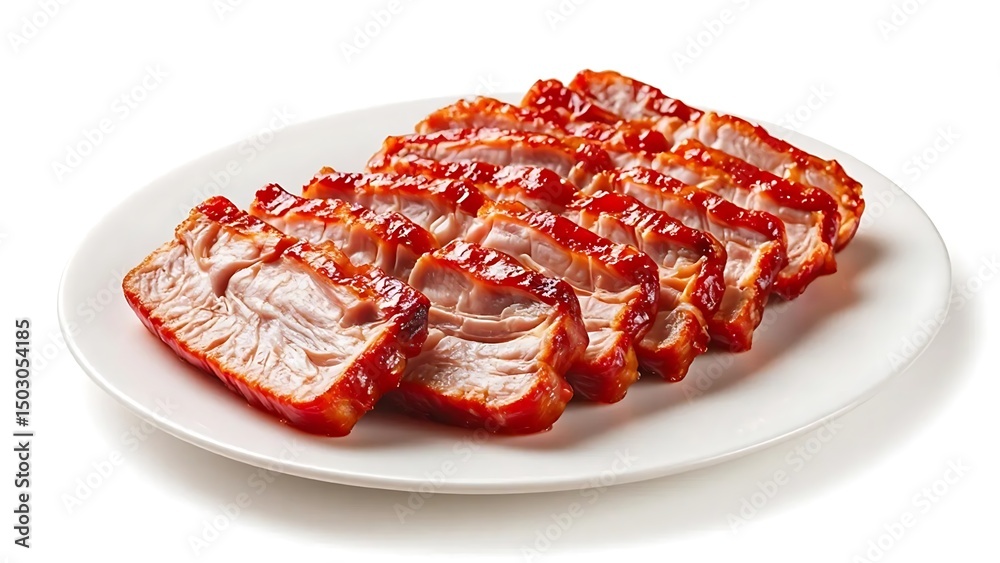 Obraz premium Grilled beef fillets served on a white plate.