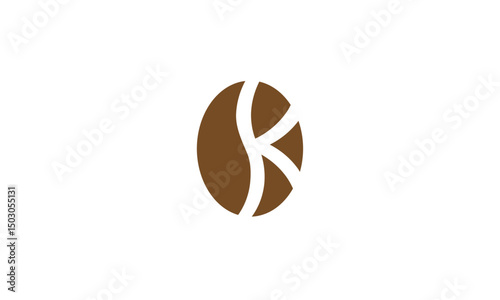 Coffee Bean Logo Icon with Letter K – Minimal Modern Symbol