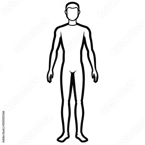 Human Body Outline Illustration Full Figure Anatomical Reference Black and White