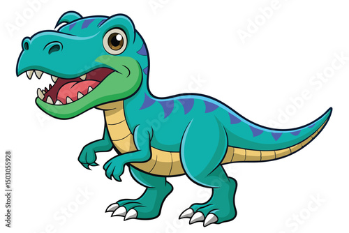 Cartoon Tyrannosaurus Rex Illustration with Open Mouth and Sharp Teeth
