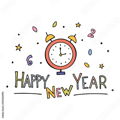 Happy New Year celebration with colorful confetti bursting around a clock striking midnight, symbolizing fresh starts, joy, and exciting new beginnings ahead!
