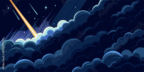 Breaking Through Clouds: Abstract Night Sky Artwork