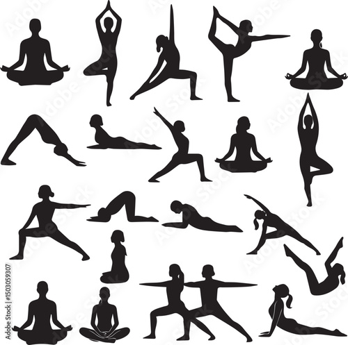 yoga silhouettes set