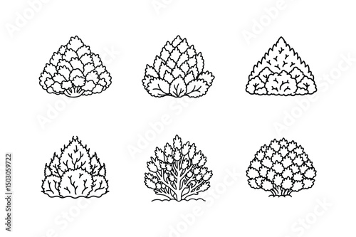 snow covered bush line art vector illustration