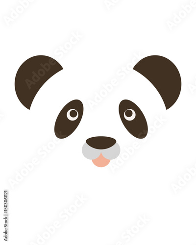Panda character. Cartoon cute face of animal for baby card, nursery wall art, room decoration, printing on fabric, postcard, wrapping paper. Vector illustration in a simple style. Picture for applique