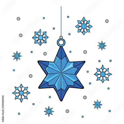 A serene blue Christmas background featuring a single elegant hanging ornament, radiating festive charm and calm holiday spirit with a minimalist, wintry vibe.
