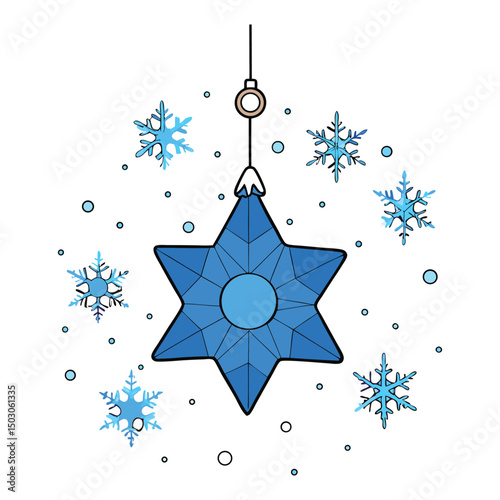 A serene blue Christmas background featuring a single elegant hanging ornament, radiating festive charm and calm holiday spirit with a minimalist, wintry vibe.
