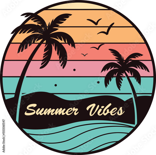summer vibes Typography Tshirt Design Print Ready Eps Cut file Download