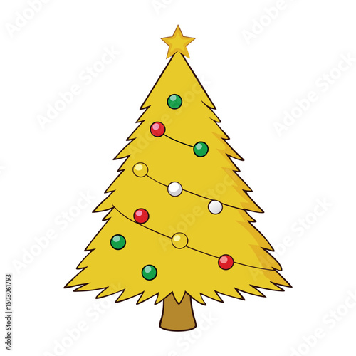 A golden Christmas fur tree glows with colorful lights, casting a festive sparkle. Its radiant branches shimmer, spreading warmth, joy, and holiday cheer all around.
