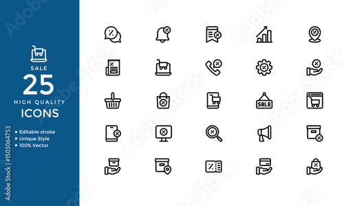 Sales Icons – Solid Vector Set of Growth, Profit, Business Success & Marketing Symbols
