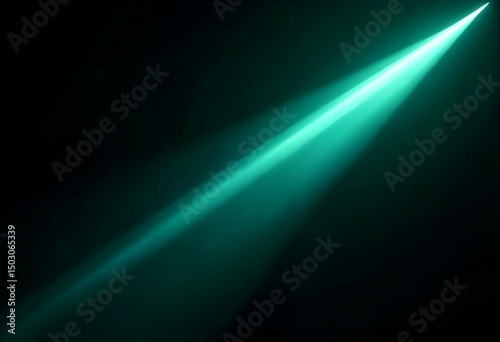 Vibrant Teal Diagonal Light on Black Background – Abstract Geometric Minimalist Design