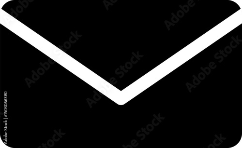 Simple black envelope icon digital mail message communication contact inbox postal electronic letter email symbol graphic design element