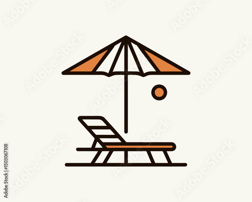 Clean beach chair and umbrella logo design