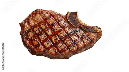 Top View of Juicy Grilled Pork Chop with Barbecue Sauce 
