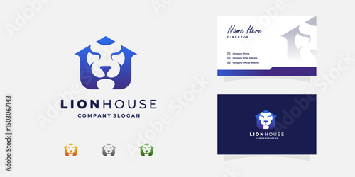 Lion house real estate logo template