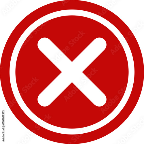 Red circle cross mark wrong incorrect error cancel delete refuse reject deny prohibited forbidden no access invalid failure mistake unacceptable wrong choice