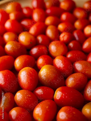 Organic Red grape cherry tomato. fresh vegetables. copy space.