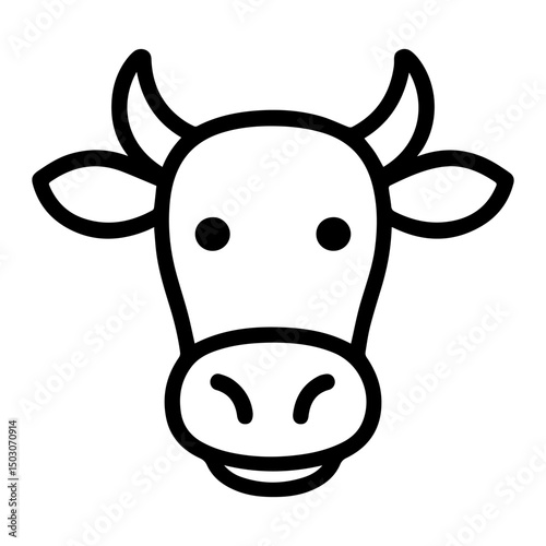 cow face icon on white background vector
Vector line icon animals