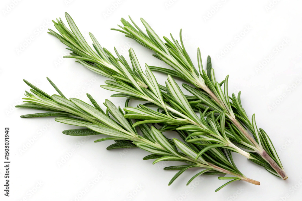 Fototapeta premium Fresh organic rosemary sprigs on a white background