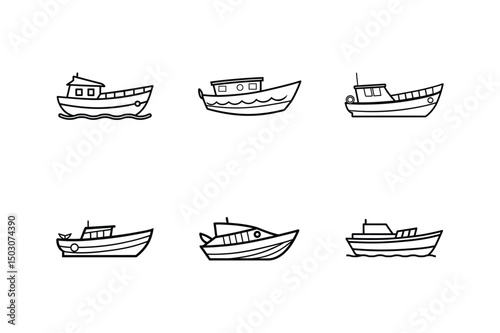 bass boat line art vector illustration