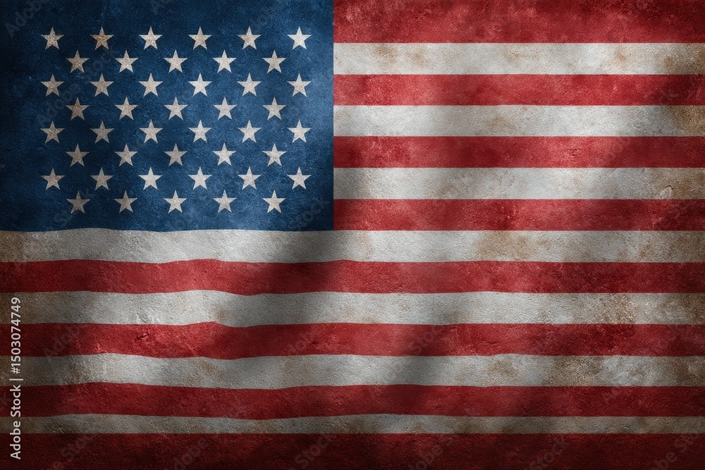 Naklejka premium Aged American Flag: A Patina of History in Rustic Style