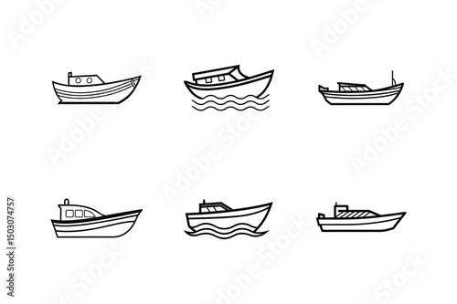 bass boat icon line art vector illustration