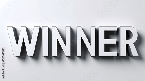3D Winner lettering on white background.