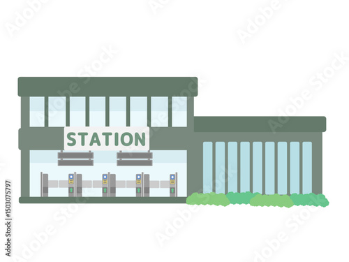 駅  建物  イラスト