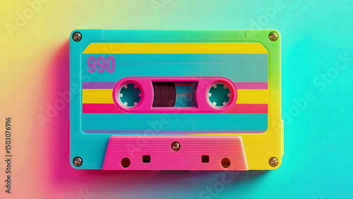 Retro cassette colorful tapes. Illustration of a nostalgic