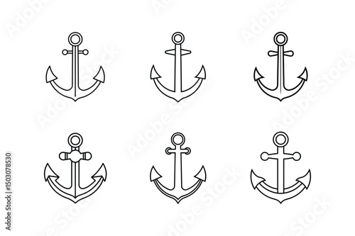 boat anchor icon line art vector illustration