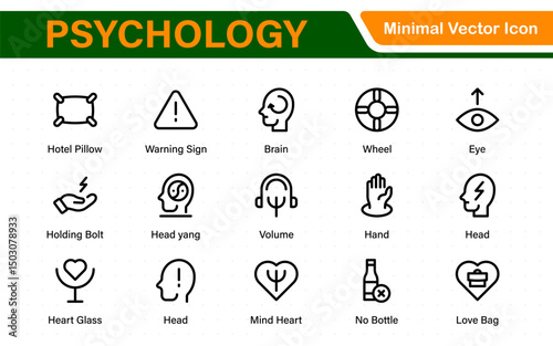 Mental Health and Psychology Icons. A Complete Collection for Therapy Sessions, Counseling, Emotional Well-being, Support Services, and Wellness Programs