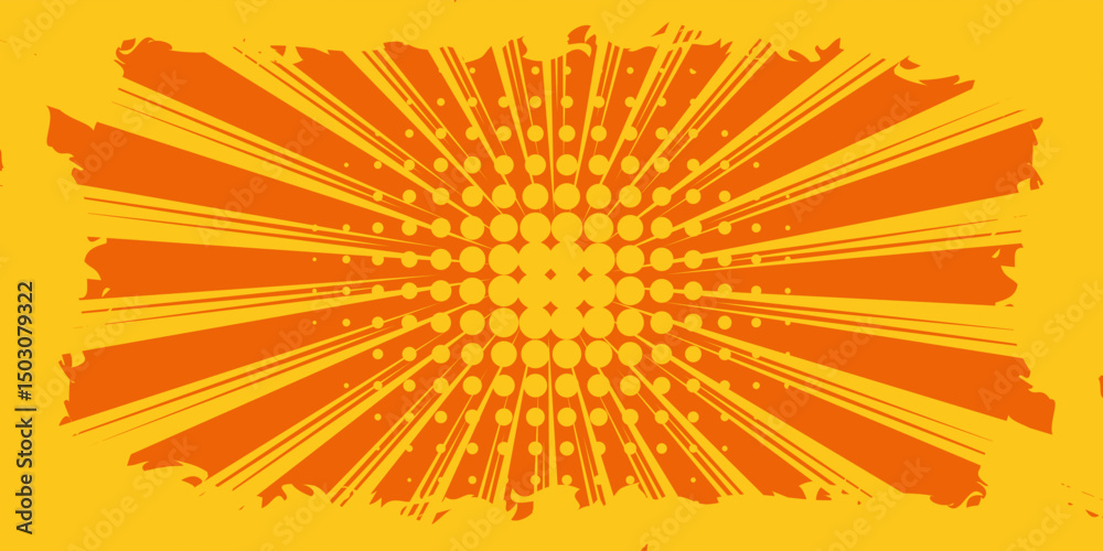 Fototapeta premium Dots halftone orange color pattern gradient texture with technology digital background. Dots pop art comics with summer background.