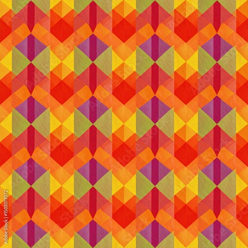 Wallpaper Mural Vibrant Geometric Seamless Pattern Featuring Bold Triangles in Red, Yellow, Green, and Purple Shades for Background and Textile Design Torontodigital.ca
