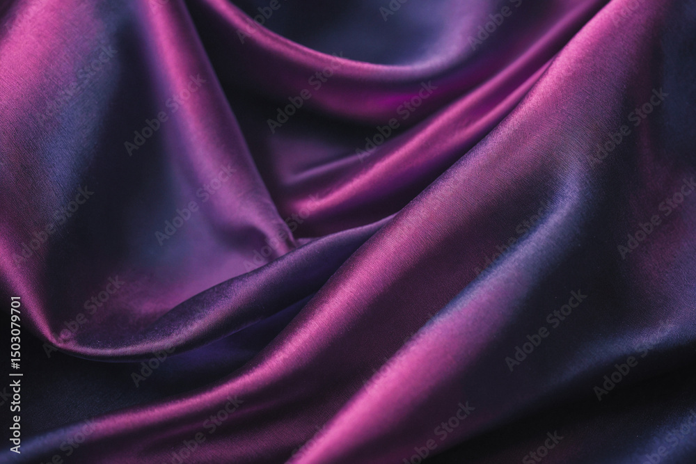 Fototapeta premium Dark blue purple pink silk satin. Abstract elegant background for design. Color gradient. Silky smooth fabric. 