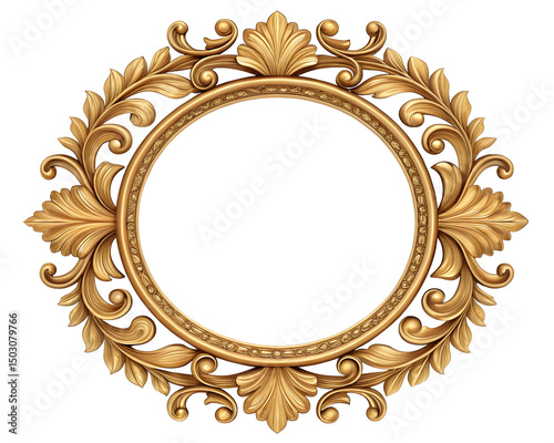 Elegant decorative gold frame with ornate floral and leafy embellishments on black background