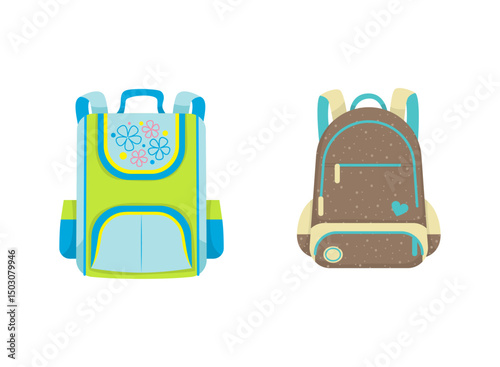 School backpacks set Colorful bags for primary school students