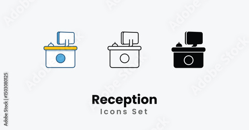 Reception Icons thin line and glyph vector icon stock illustration