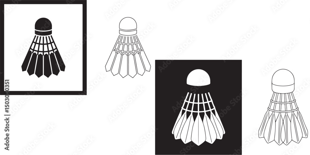 Ταπετσαρία set vector various Badminton Shuttlecock Illustrations  line art outline Black a