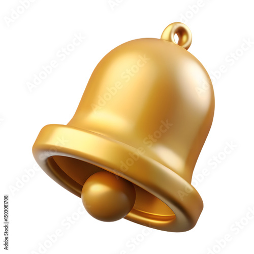 3D Shiny golden bells isolated on white