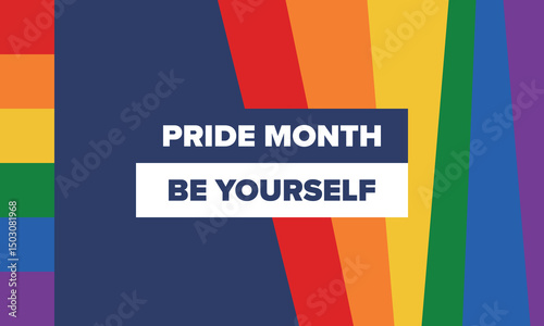 LGBT Pride Month in June. Lesbian Gay Bisexual Transgender. Celebrated annual. LGBT flag. Rainbow love concept. Human rights and tolerance. Poster, card, banner and background. Vector illustration