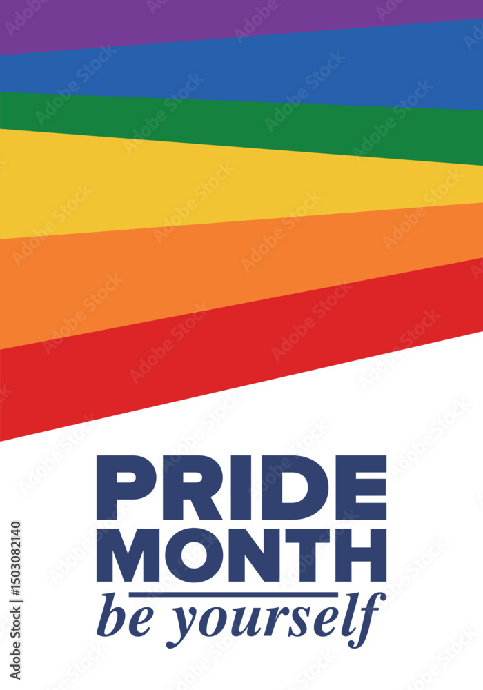 Fototapeta premium LGBT Pride Month in June. Lesbian Gay Bisexual Transgender. Celebrated annual. LGBT flag. Rainbow love concept. Human rights and tolerance. Poster, card, banner and background. Vector illustration
