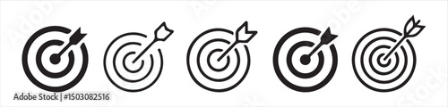 Set of target destination icon. Aim sniper . Focus cursor bull eye mark .  Simple target with arrow. Hitting the bullseye icon Victor illustration eps 10.