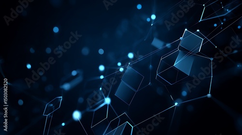 Blue geometric shape abstract technology background