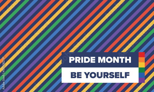 LGBT Pride Month in June. Lesbian Gay Bisexual Transgender. Celebrated annual. LGBT flag. Rainbow love concept. Human rights and tolerance. Poster, card, banner and background. Vector illustration