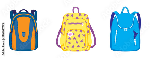 School backpacks set Colorful bags for primary school students