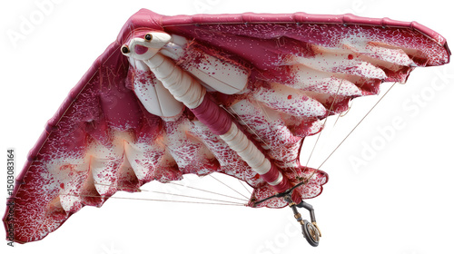 Red Hang Glider: A vibrant red and white hang glider soars freely, symbolizing adventure and the pursuit of personal freedom against the clear sky.