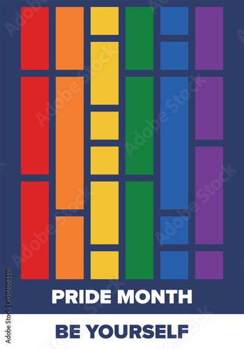 LGBT Pride Month in June. Lesbian Gay Bisexual Transgender. Celebrated annual. LGBT flag. Rainbow love concept. Human rights and tolerance. Poster, card, banner and background. Vector illustration