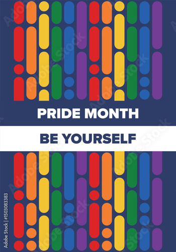 LGBT Pride Month in June. Lesbian Gay Bisexual Transgender. Celebrated annual. LGBT flag. Rainbow love concept. Human rights and tolerance. Poster, card, banner and background. Vector illustration