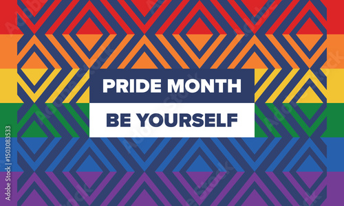 LGBT Pride Month in June. Lesbian Gay Bisexual Transgender. Celebrated annual. LGBT flag. Rainbow love concept. Human rights and tolerance. Poster, card, banner and background. Vector illustration